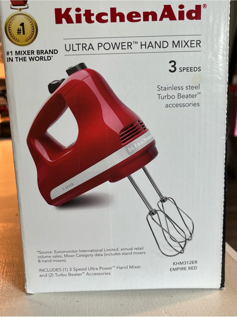 KitchenAid Empire Red 3 speed Ultra Power Hand Mixer